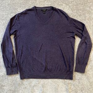 Banana Republic Silk Linen Blend Sweater XL V-Neck‎ Navy Purple